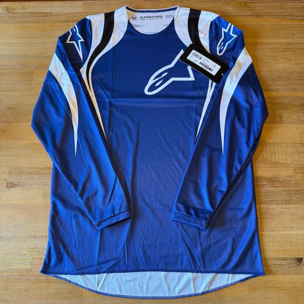 Alpinestars Fluid Narin Jersey M Blue White Motocross MX Dirt Bike Riding NWT